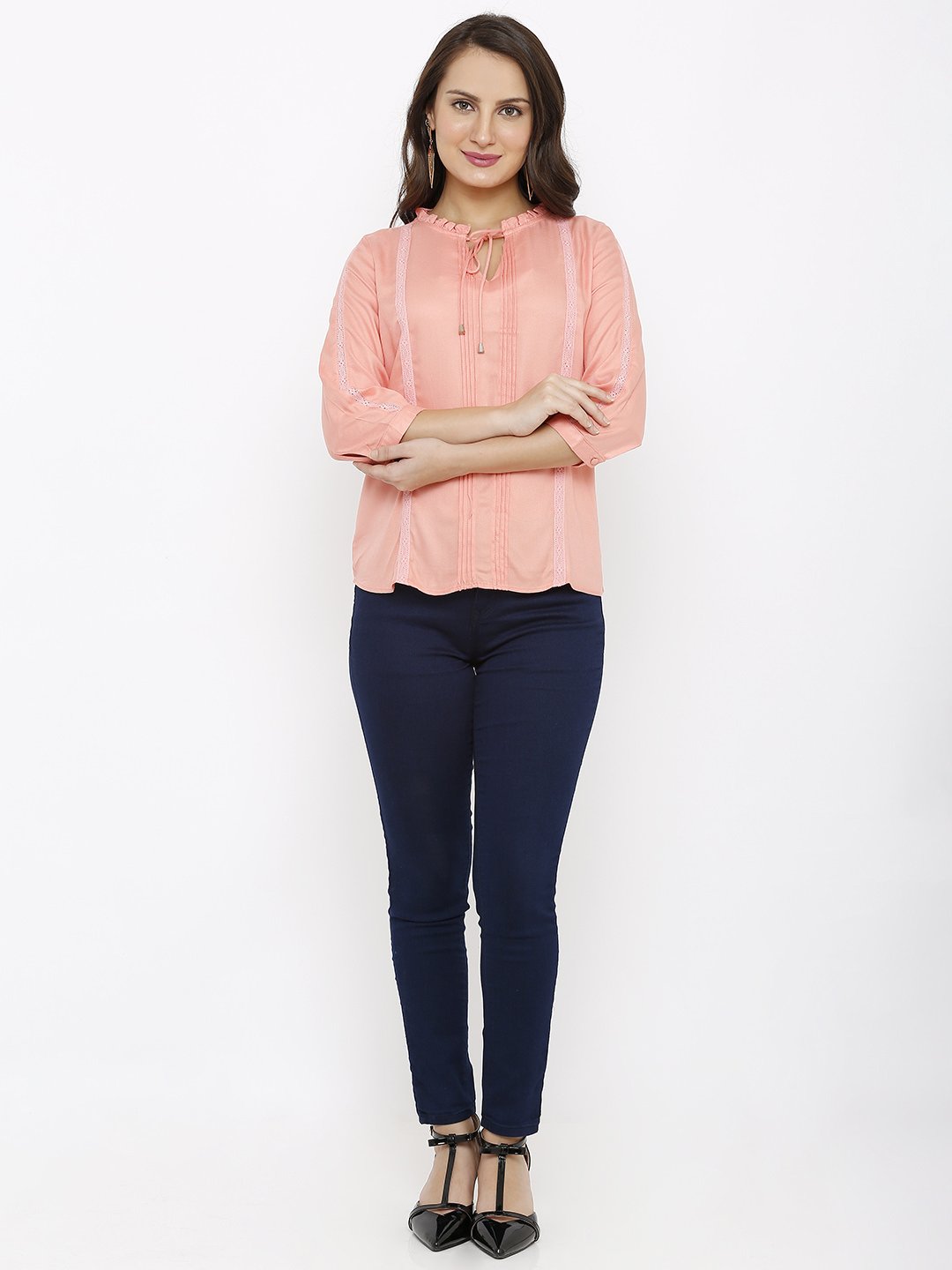 Women Peach Slim Top