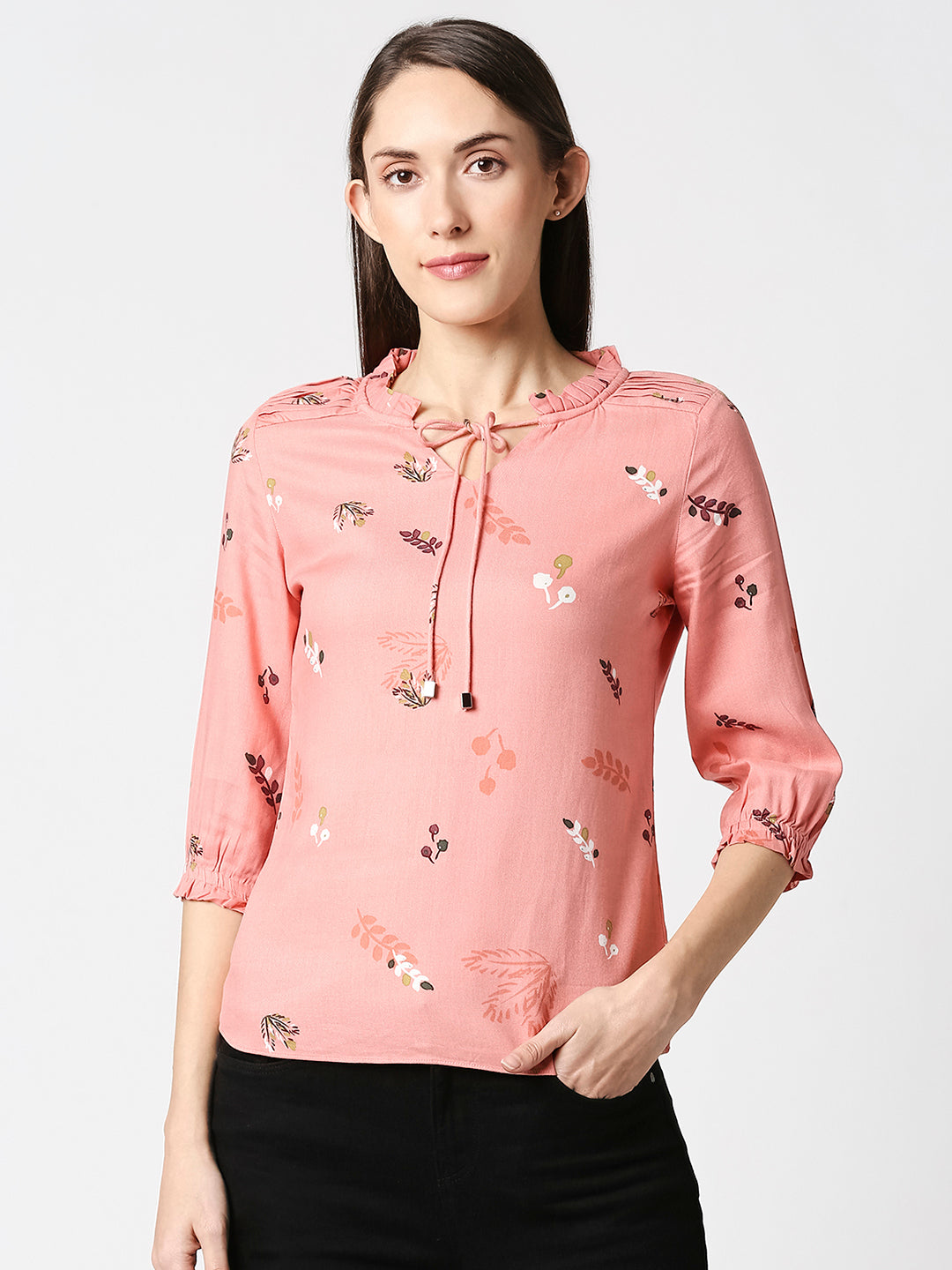 Women Peach Printed Top