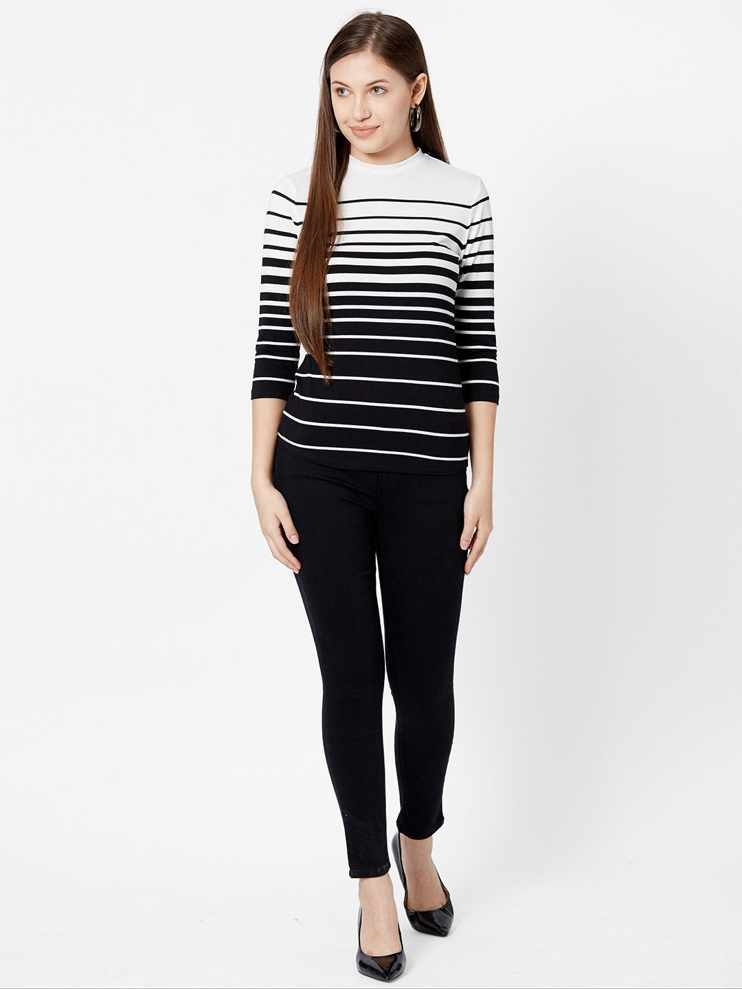Women Black/White Stripe T-Shirt