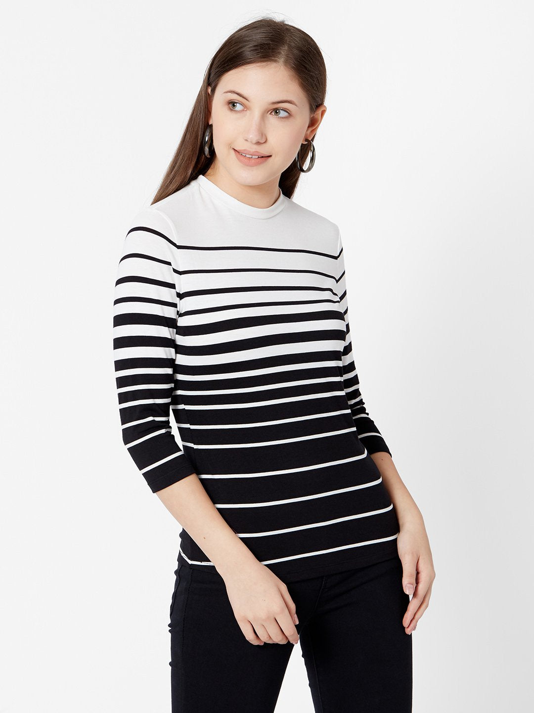 Women Black/White Stripe T-Shirt