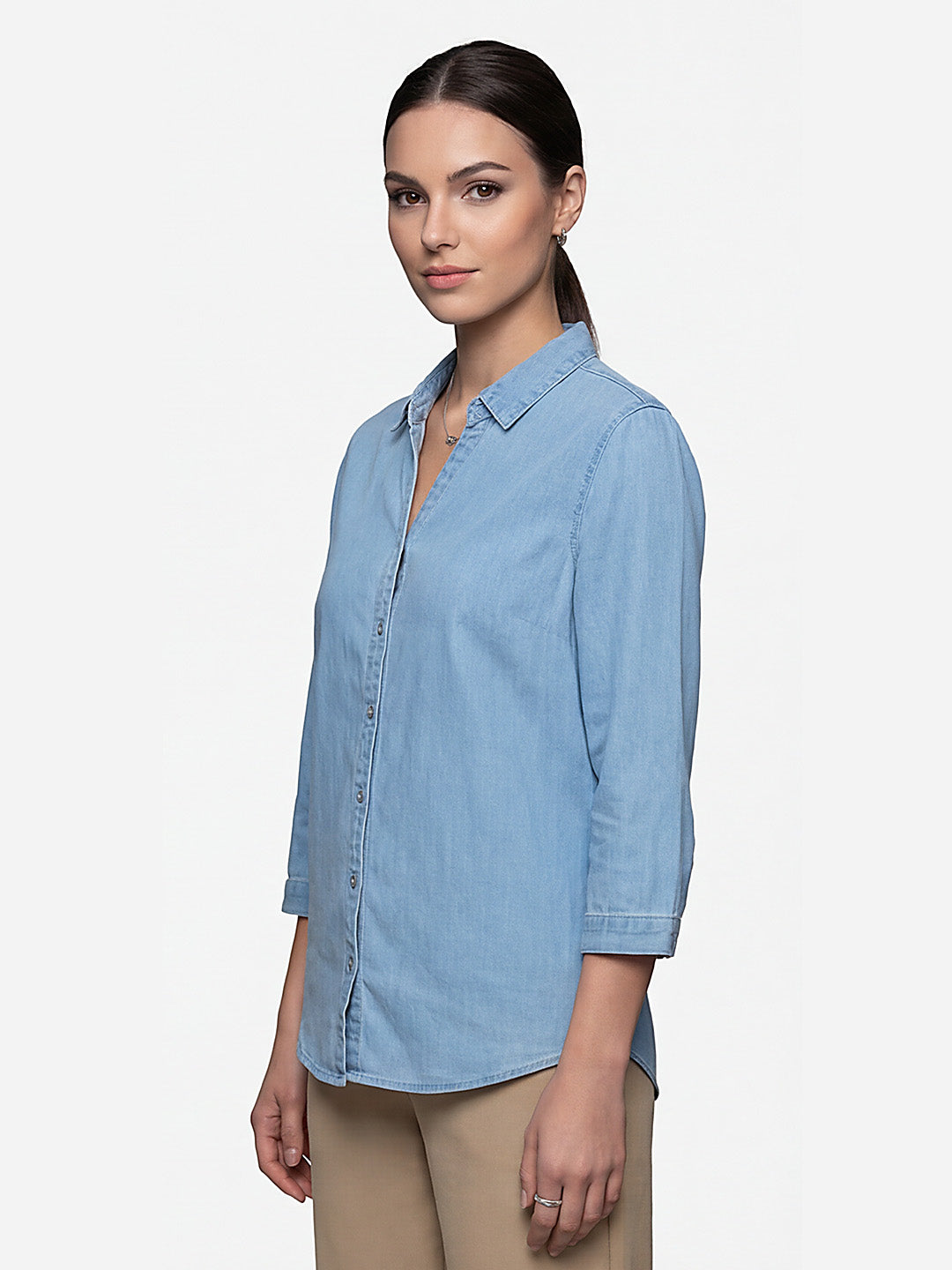 Women Light Blue Denim Shirt