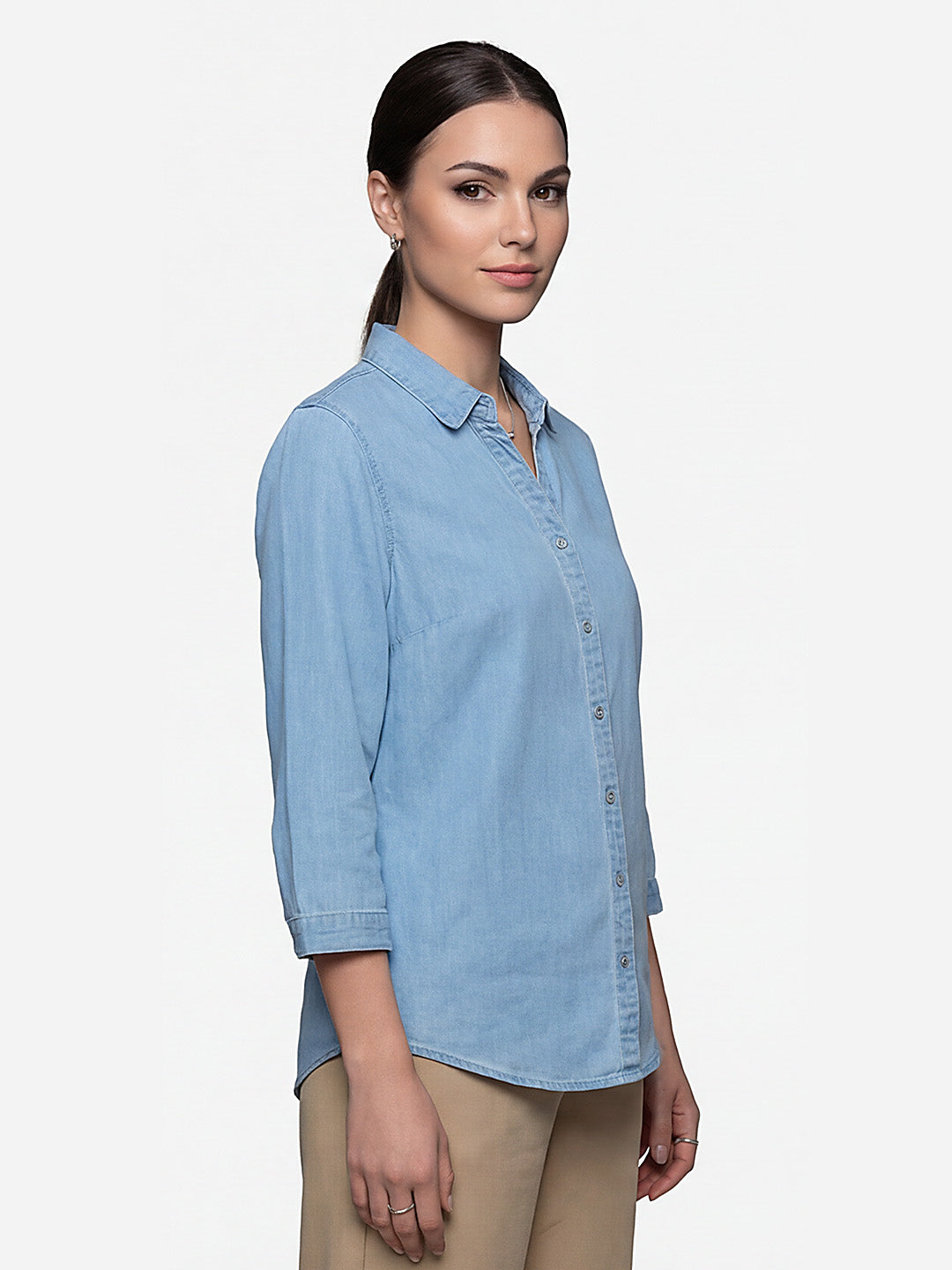 Women Light Blue Denim Shirt