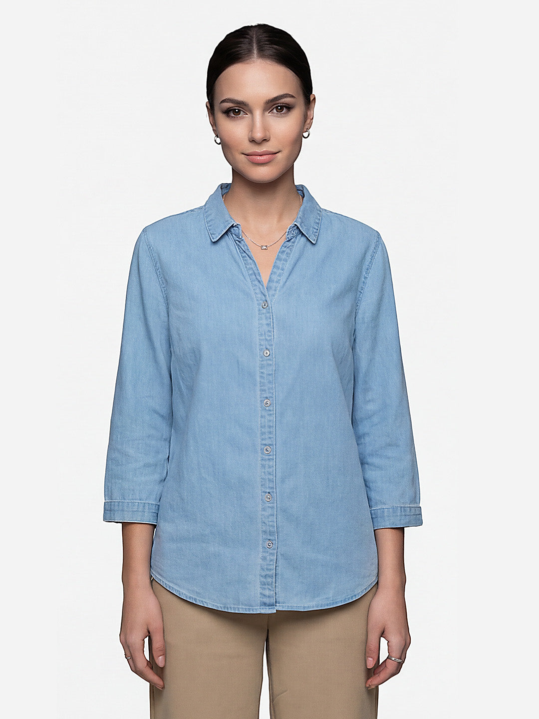 Women Light Blue Denim Shirt