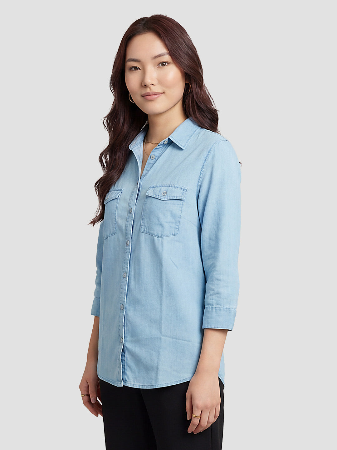 Women Light Blue Denim Shirt