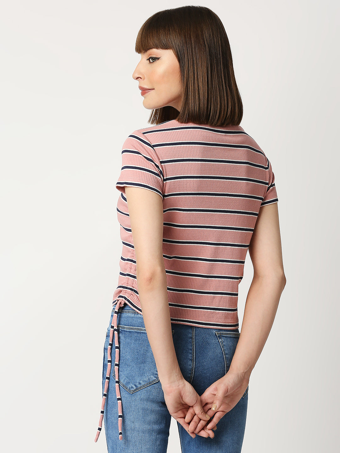 Women Blush Pink Crop Tees