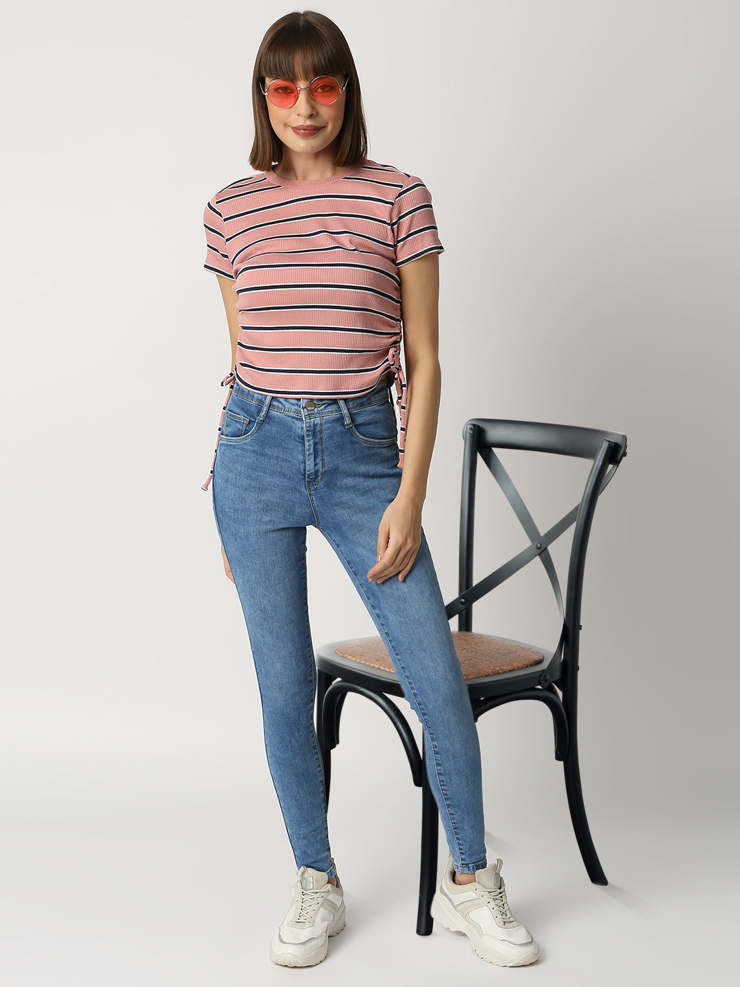 Women Blush Pink Crop Tees