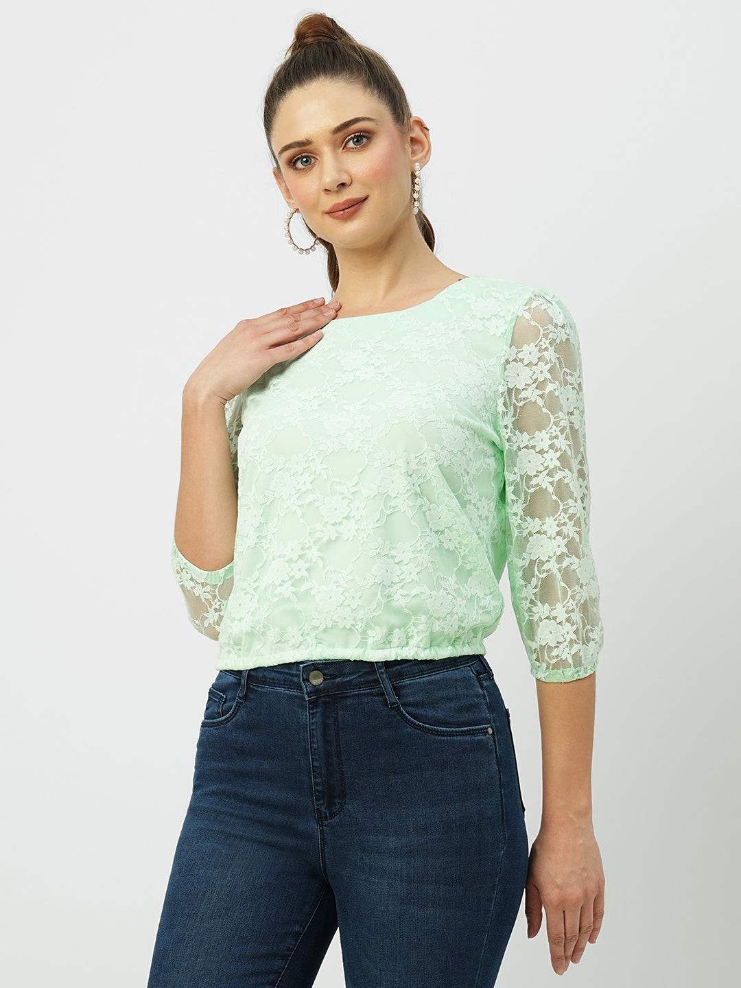 Women Mint Green Crop Top