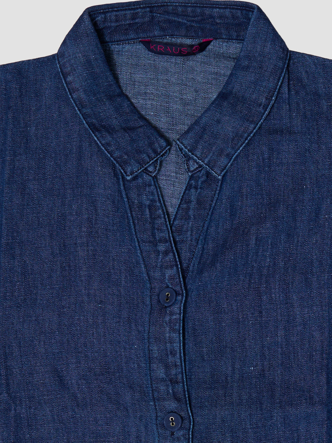 Women Dark Blue Denim Crop Shirt