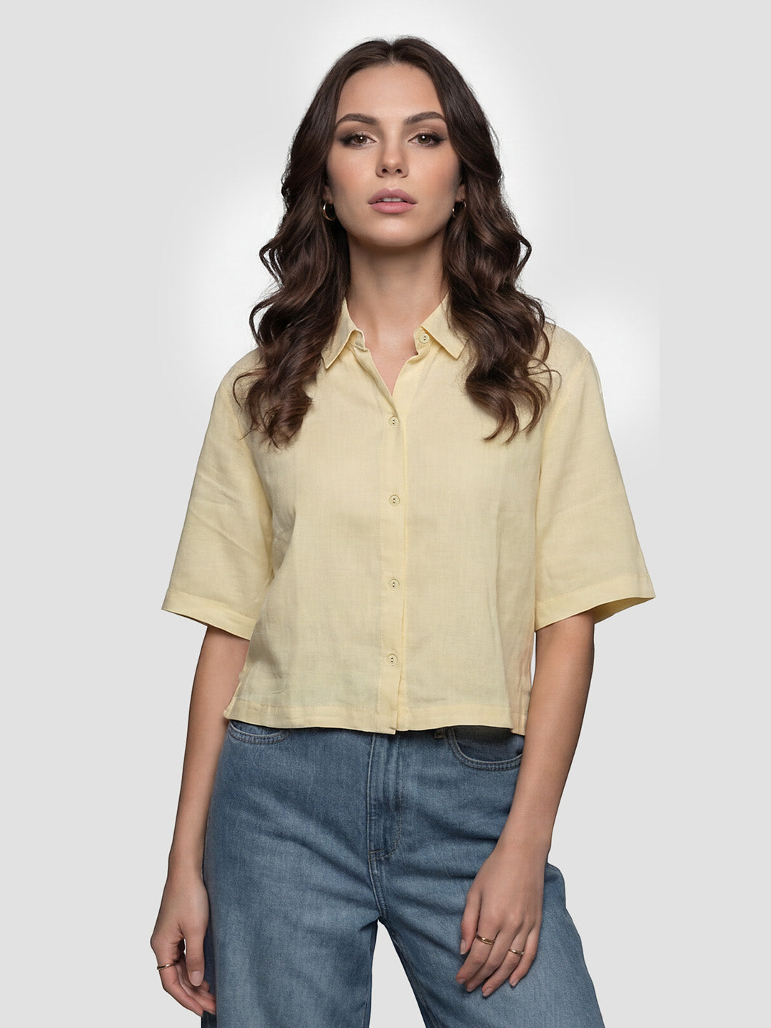 Women Lime Crop Shirt