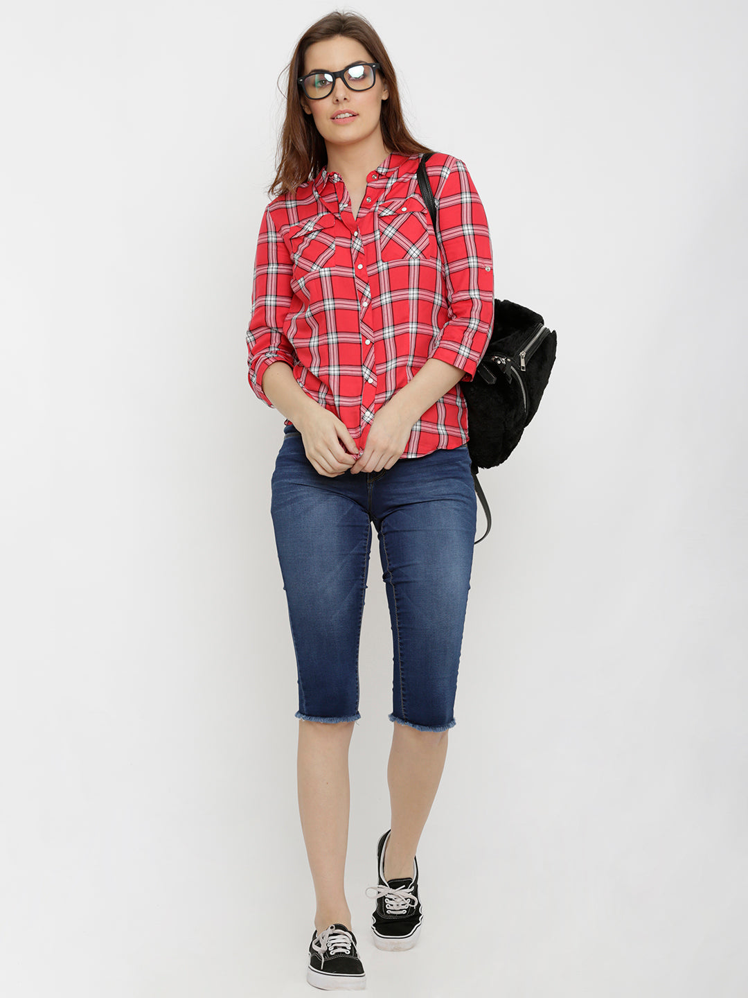 Women Red Checks Shirt
