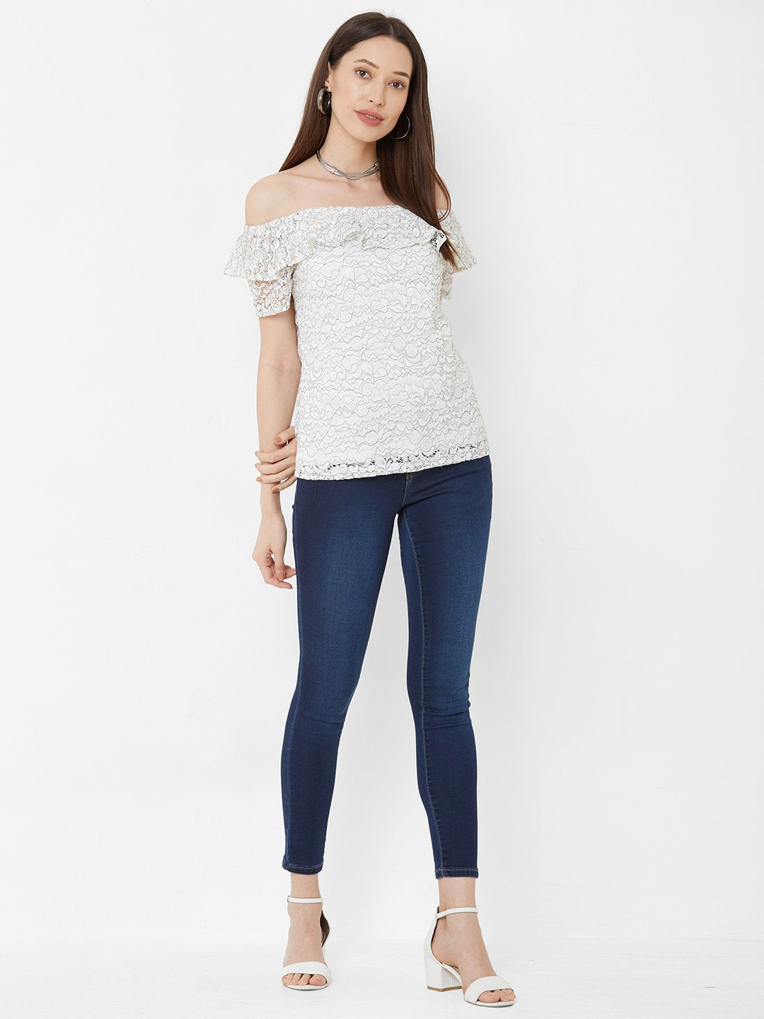 Women White Off Shoulder Top