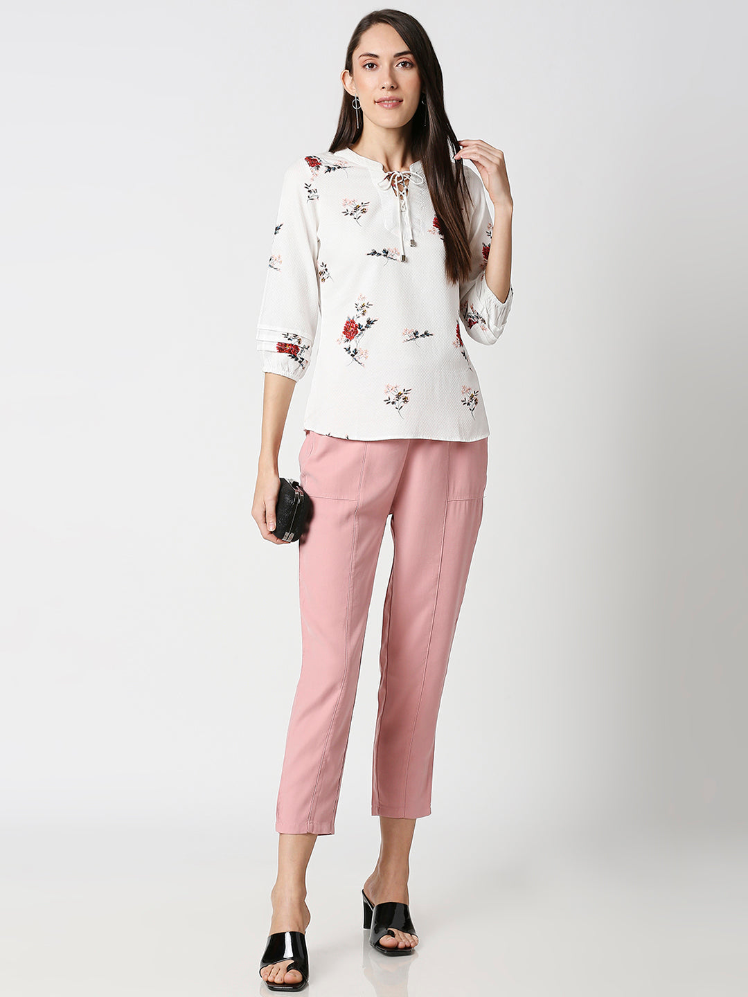 Women Off White Printed Top