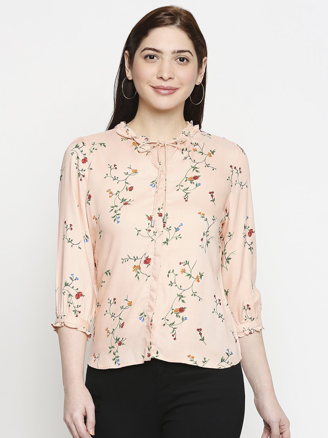 Women Light Peach Printed Shirt