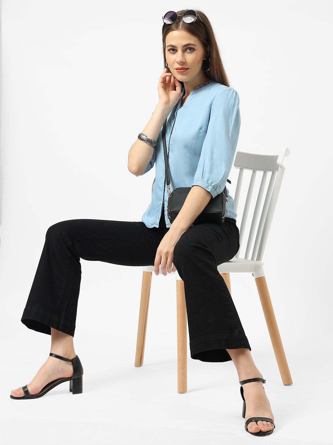 Women Light Blue Denim Shirt