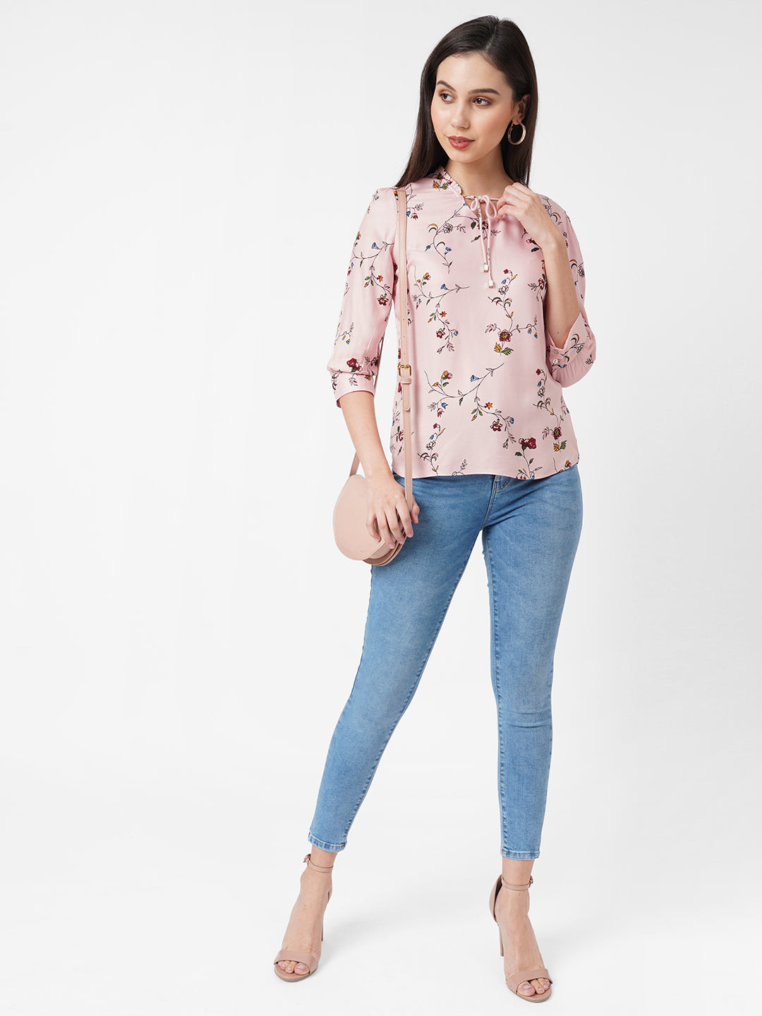 Women Soft Pink Printed Top