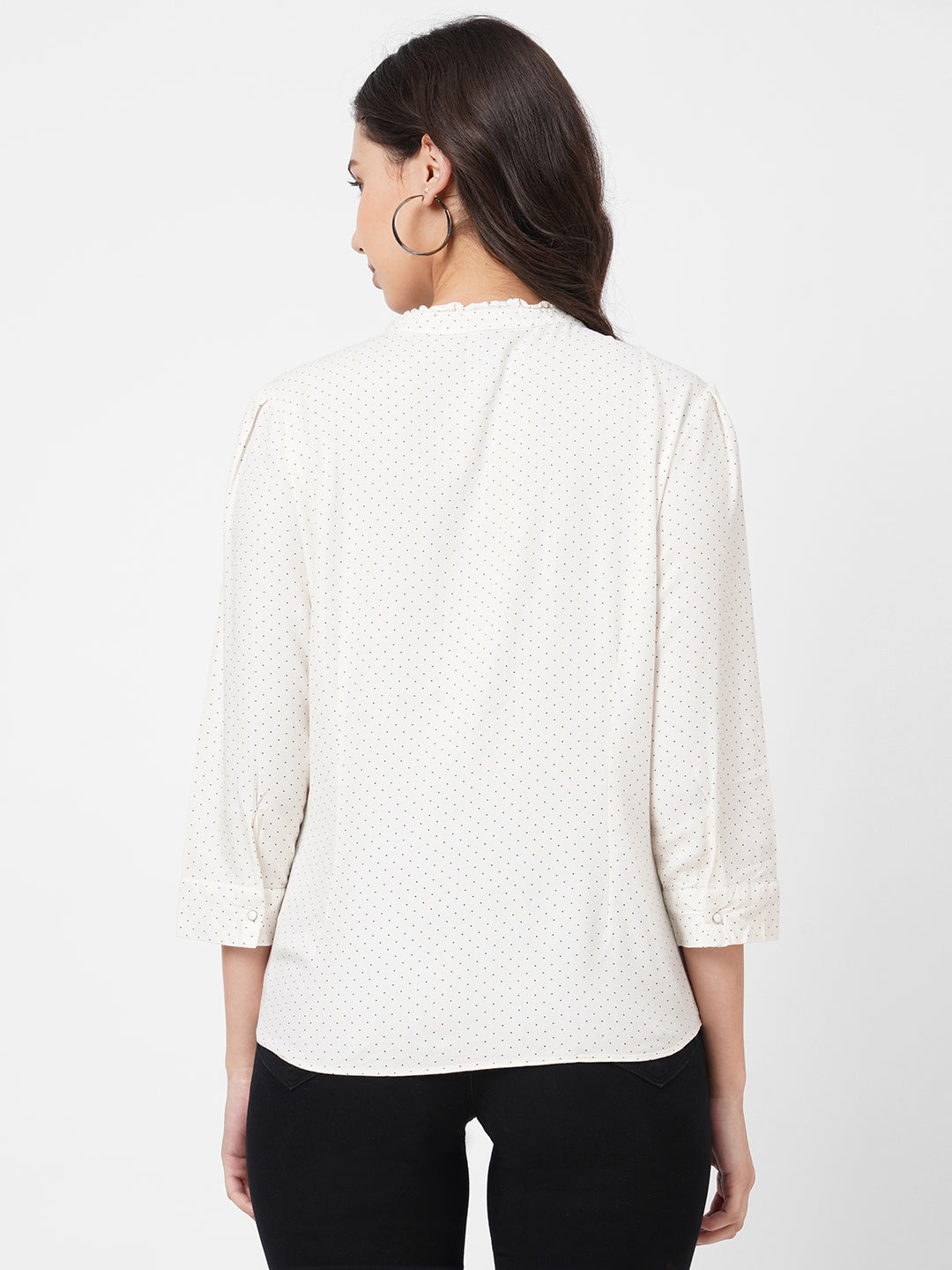 Women Off White Polka Dot Top