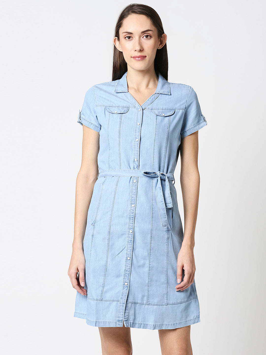 Women Light Blue Denim Dress