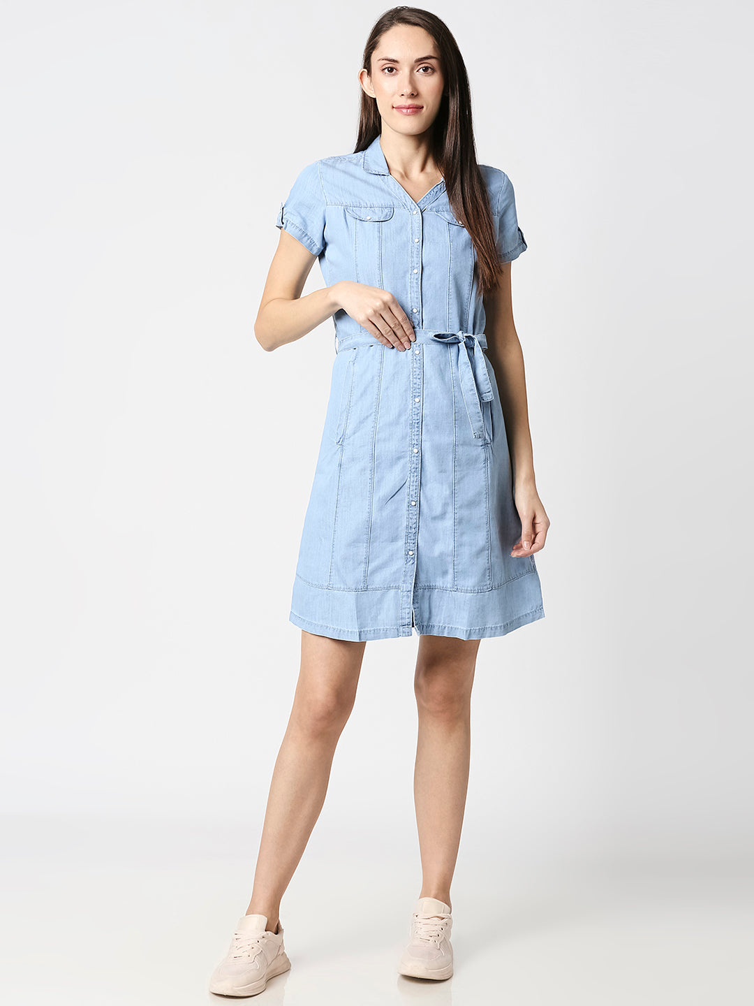 Women Light Blue Denim Dress