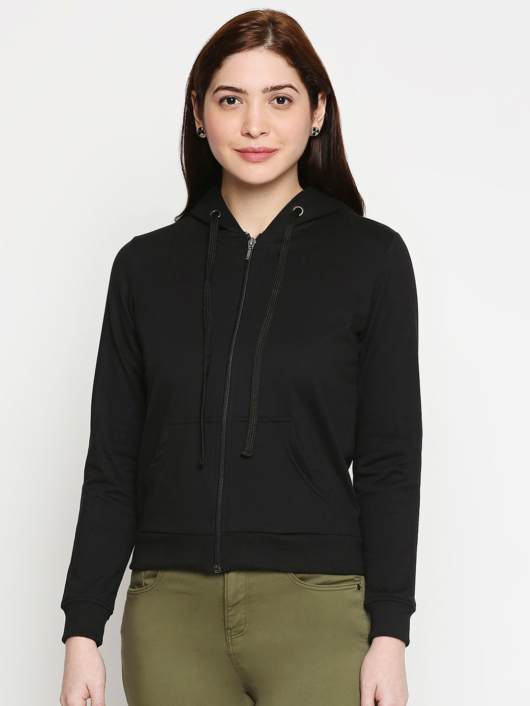 Women Black Hood Sweatshirt