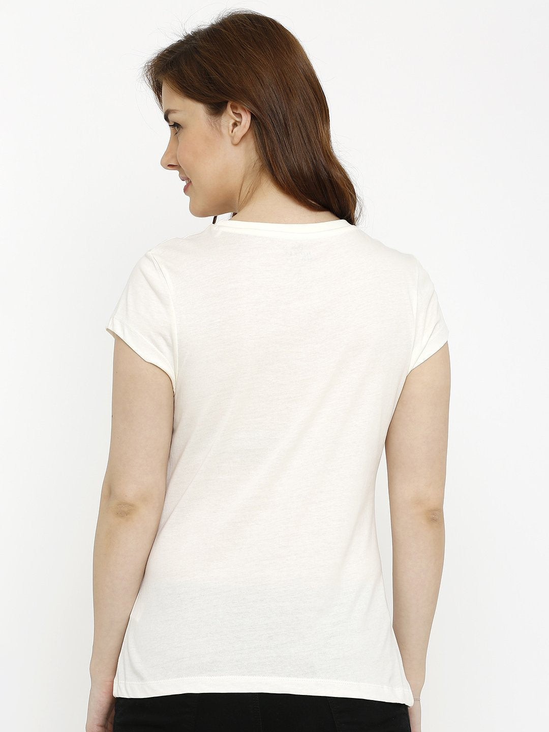 Women Off White Slim Tees