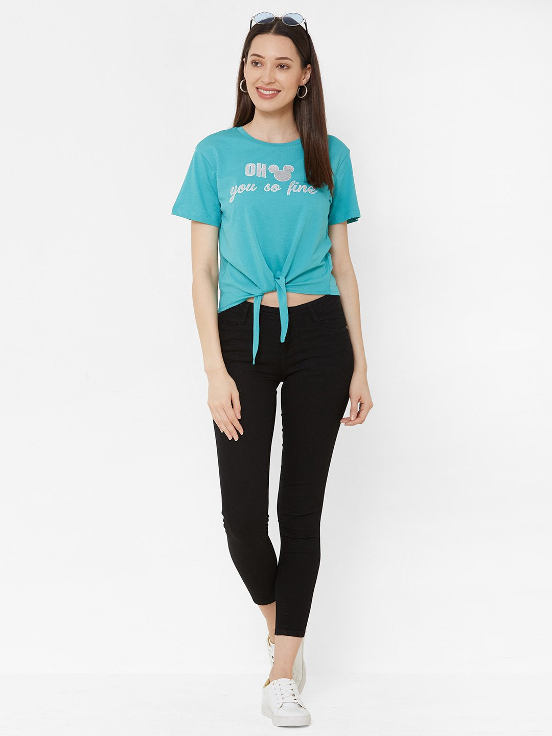 Women Green Slim Tees