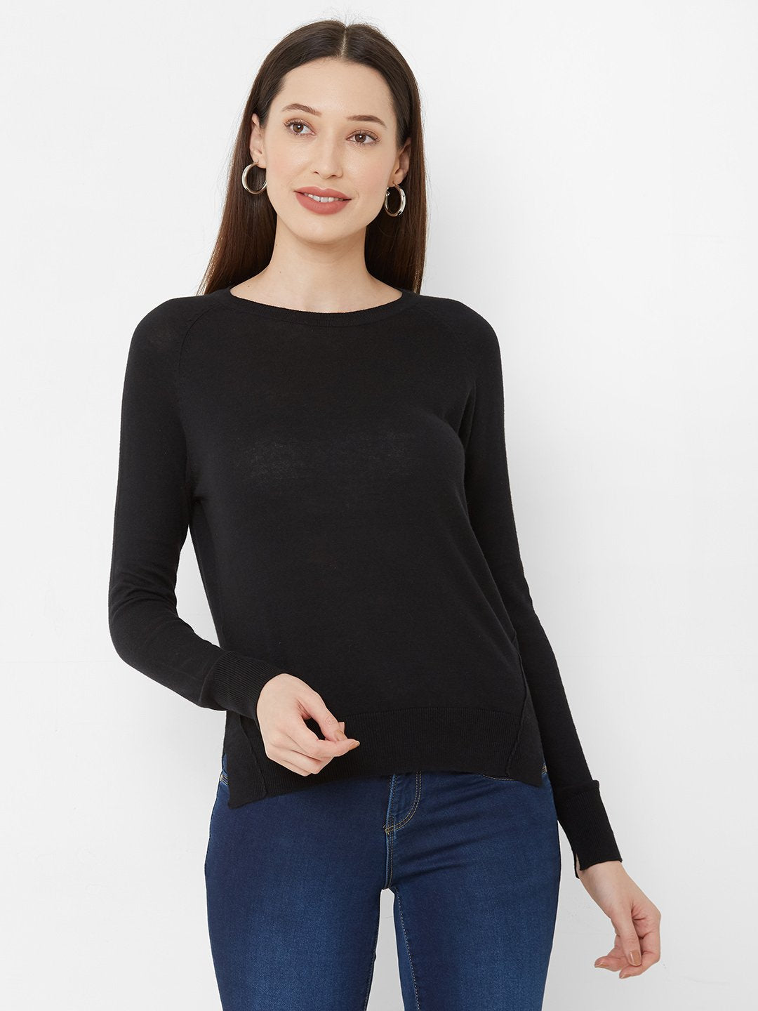 Women Black Solid Top