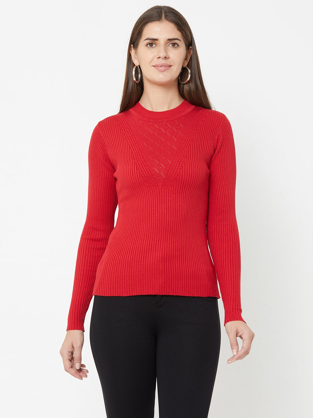 Women Red Knitted Sweater