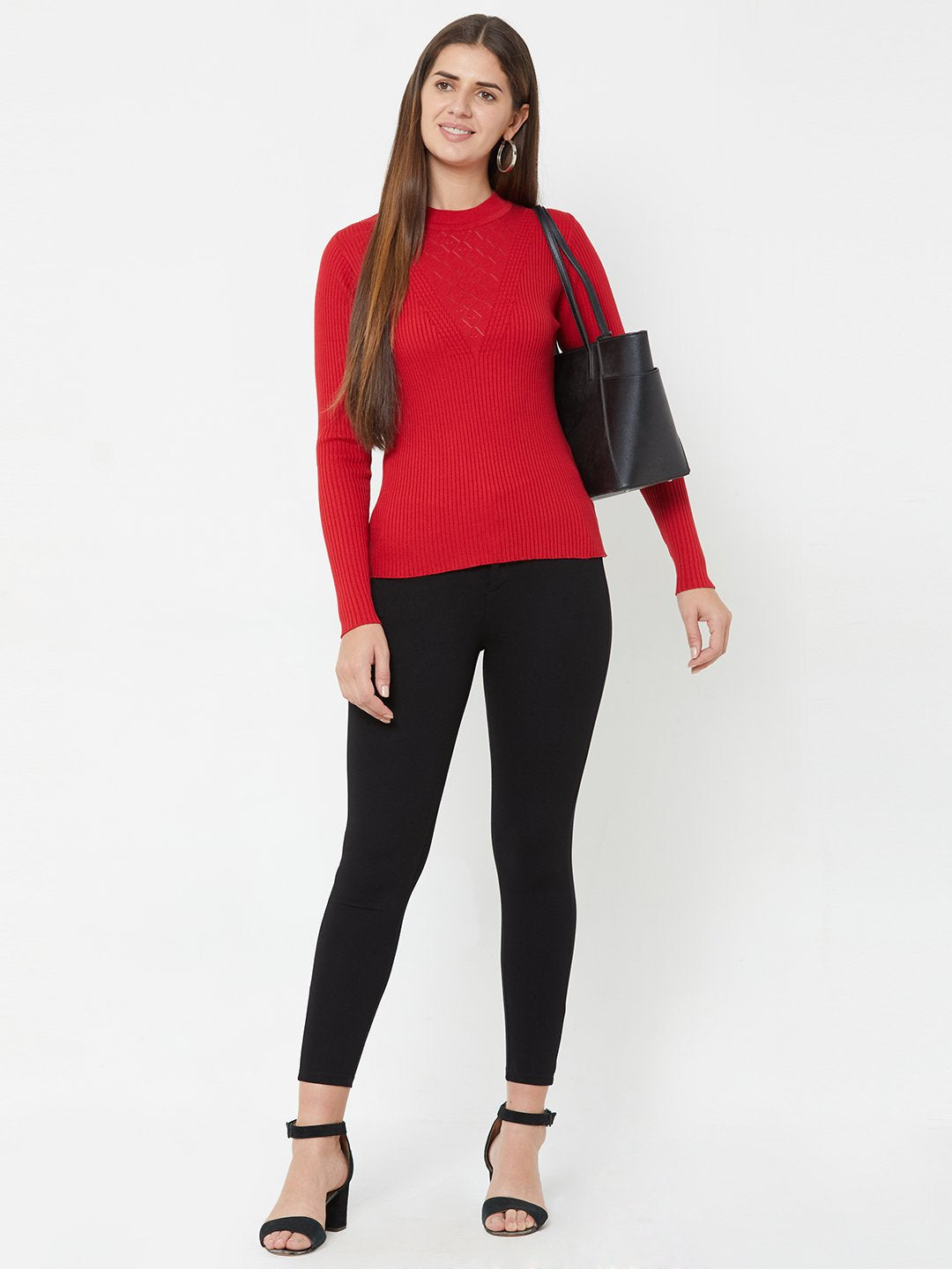 Women Red Knitted Sweater