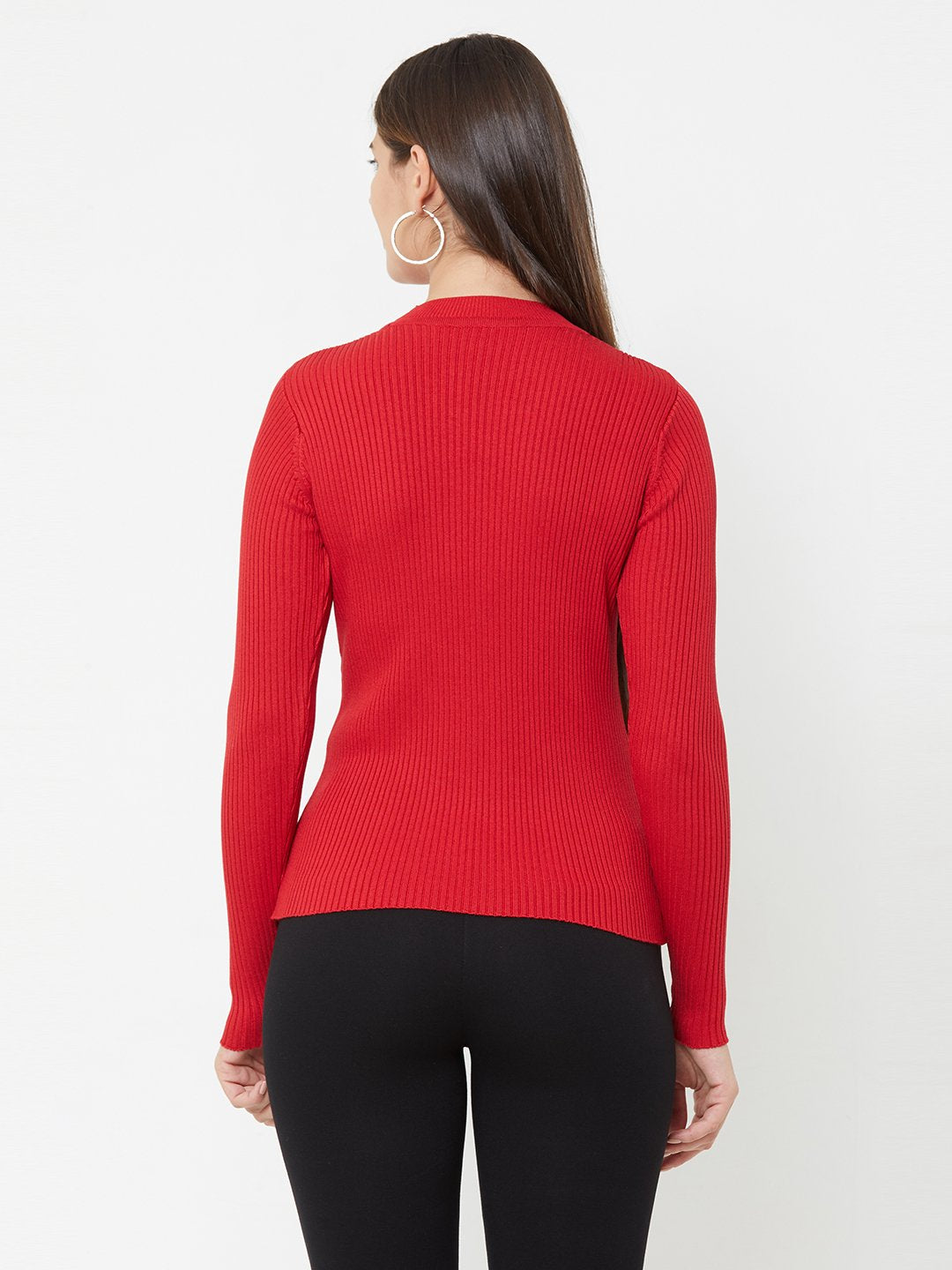 Women Red Knitted Sweater