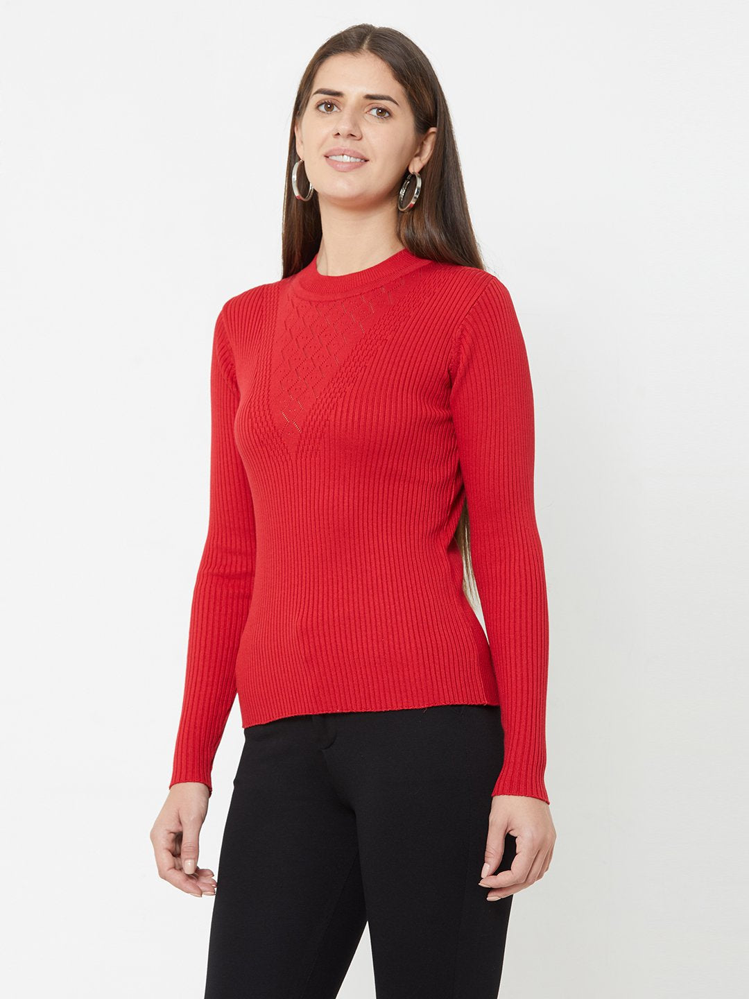 Women Red Knitted Sweater