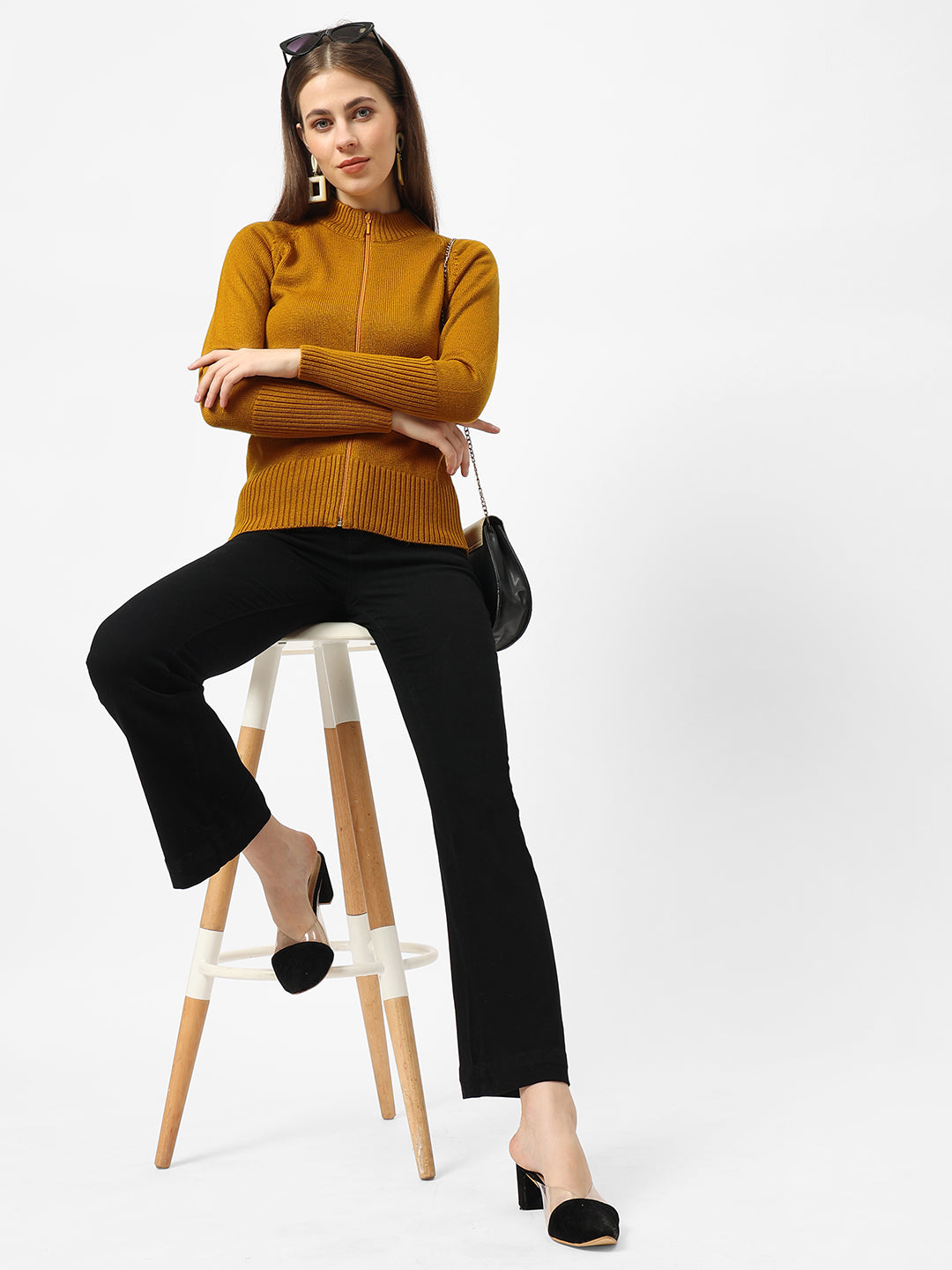 Women Honey Mustard Winter Sweater