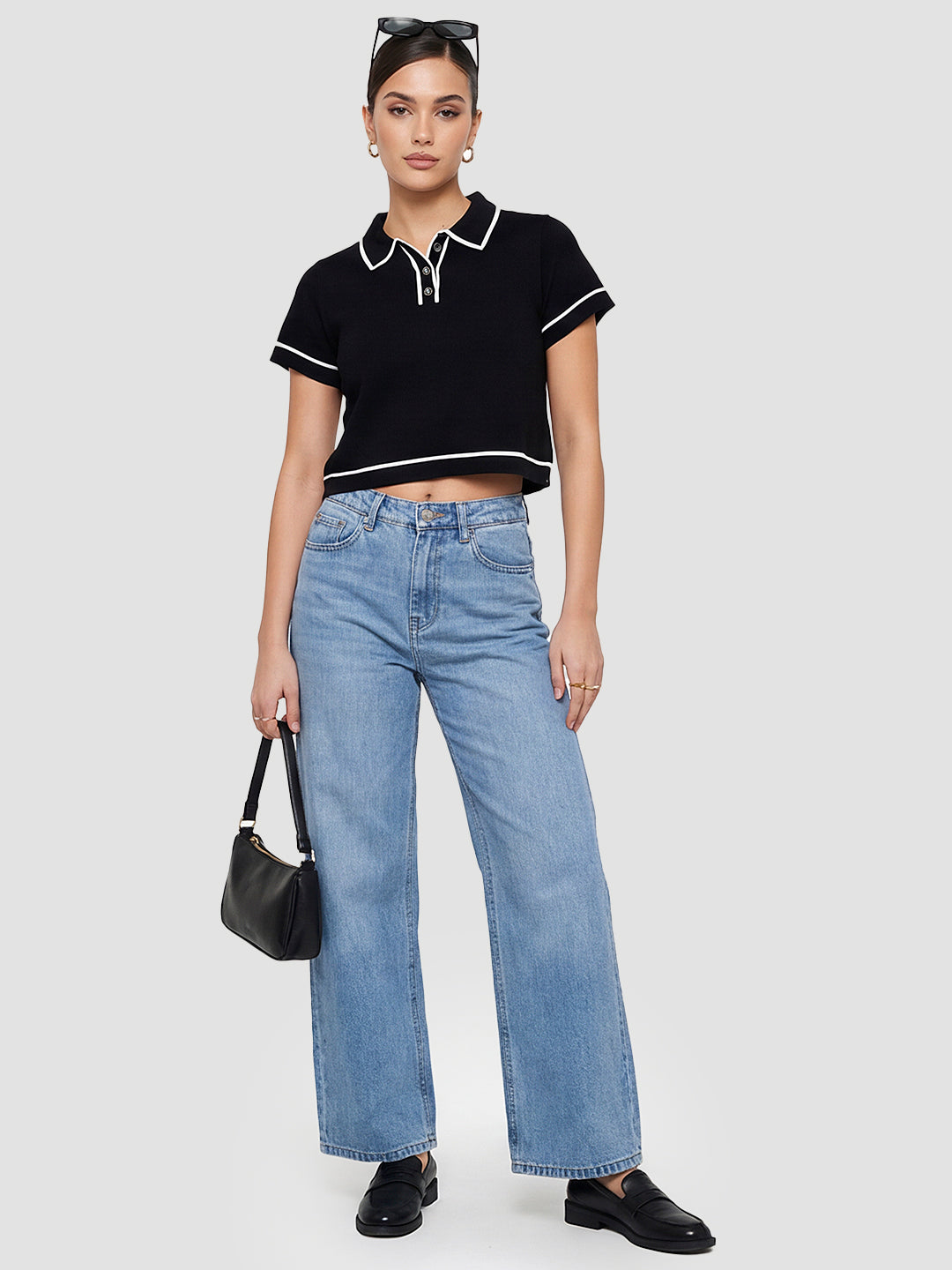 Women Black Flat Knit