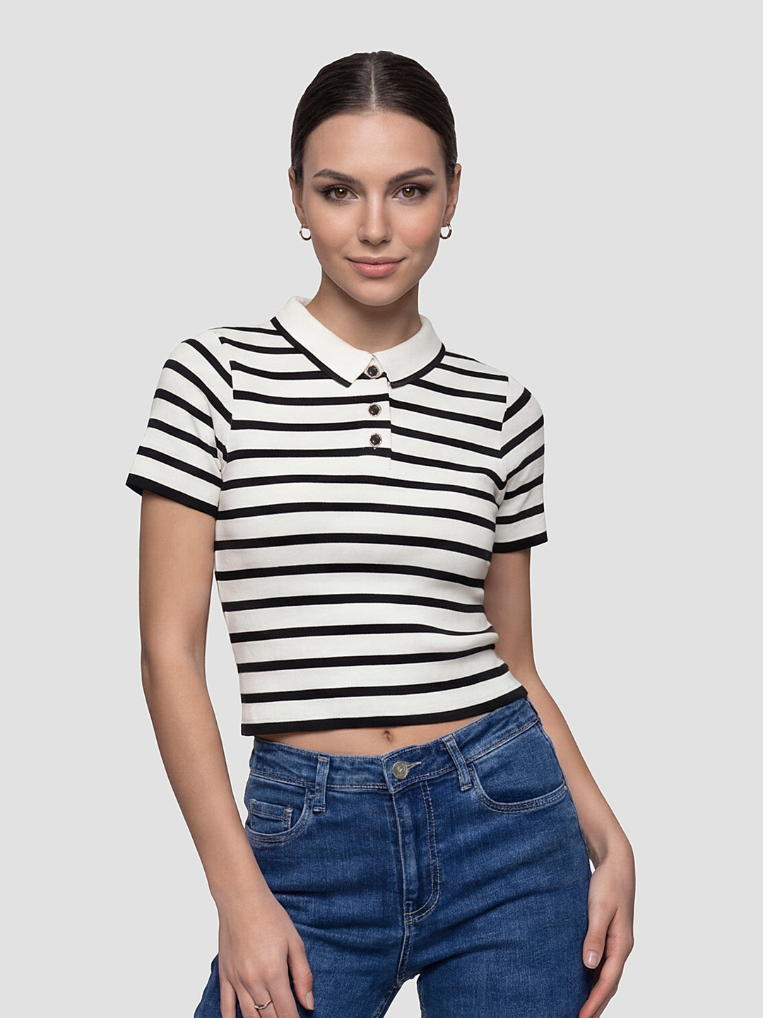 Women Black/White Flat Knit
