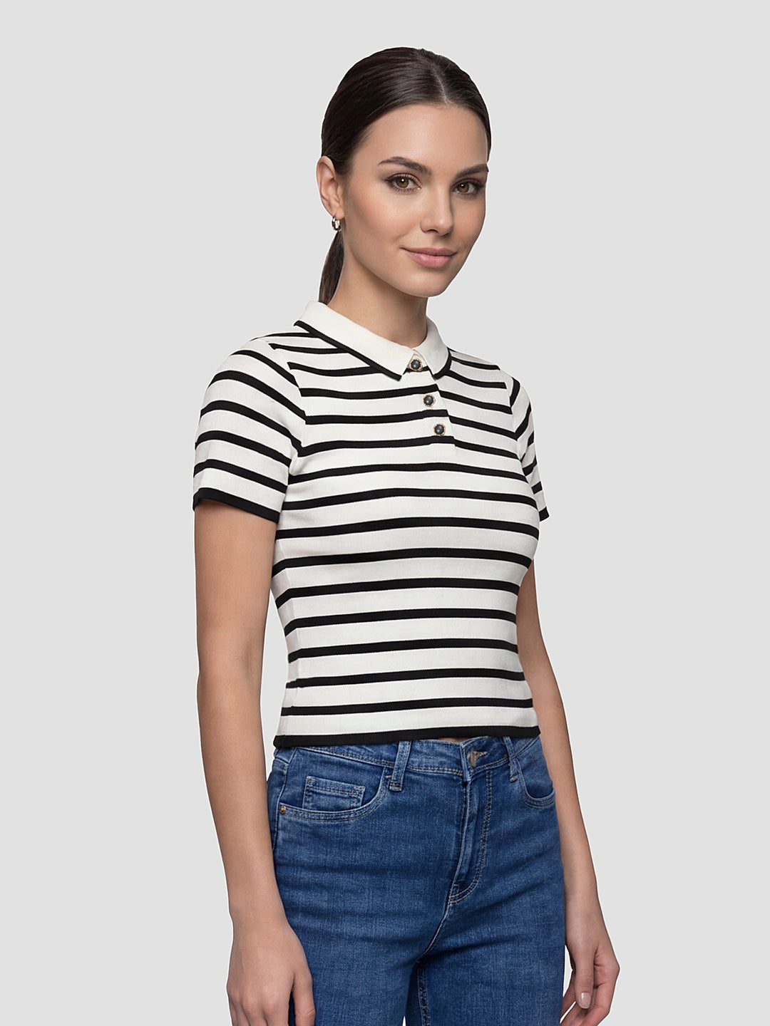 Women Black/White Flat Knit