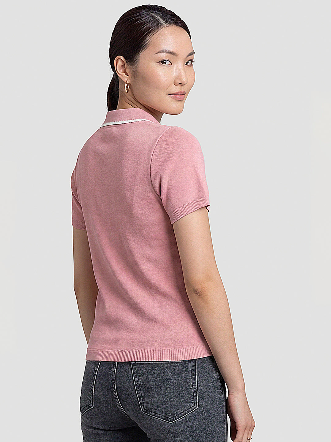 Women Peach Pink Flat Knit