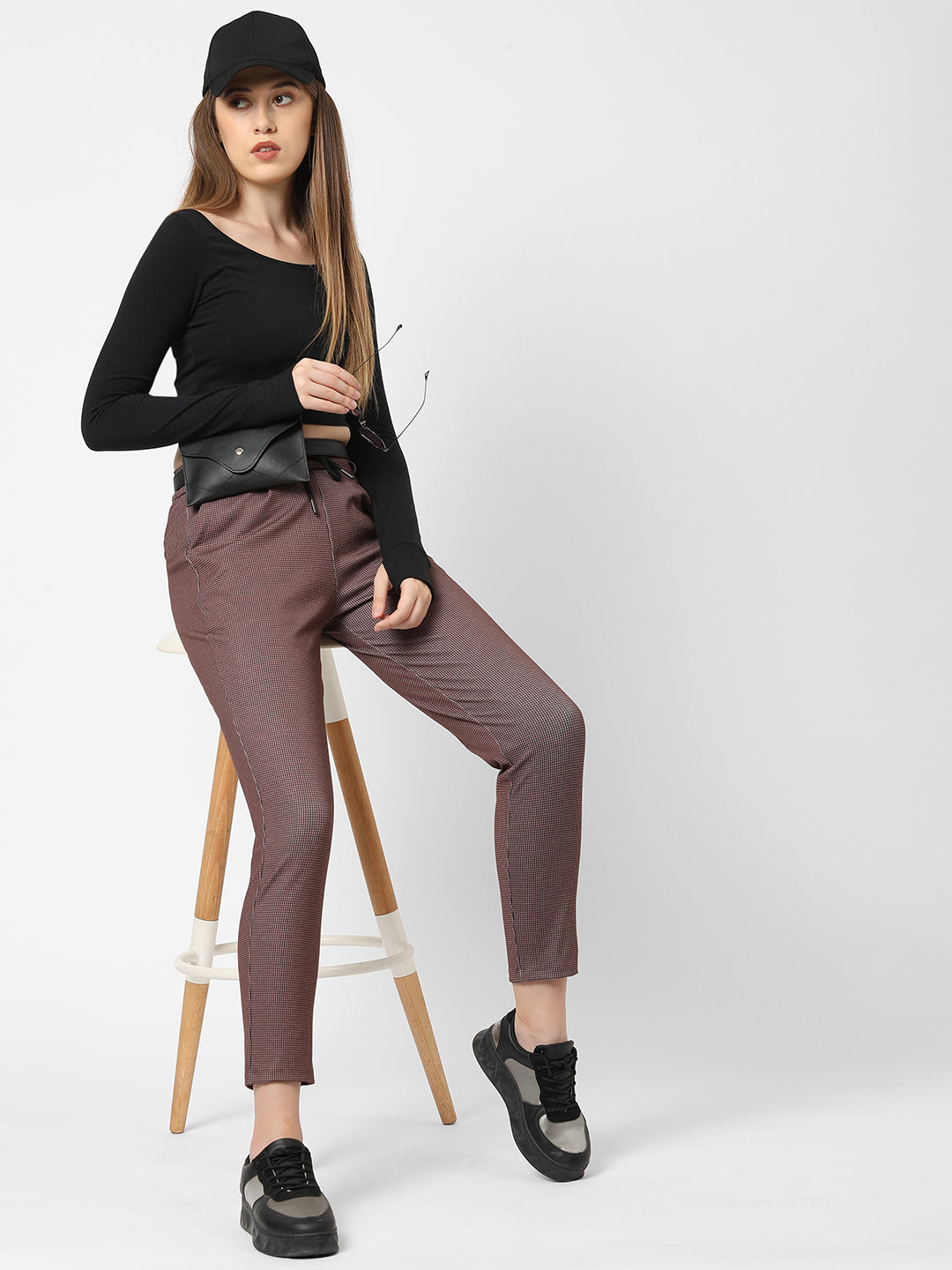 Women Black/Brick Treggings