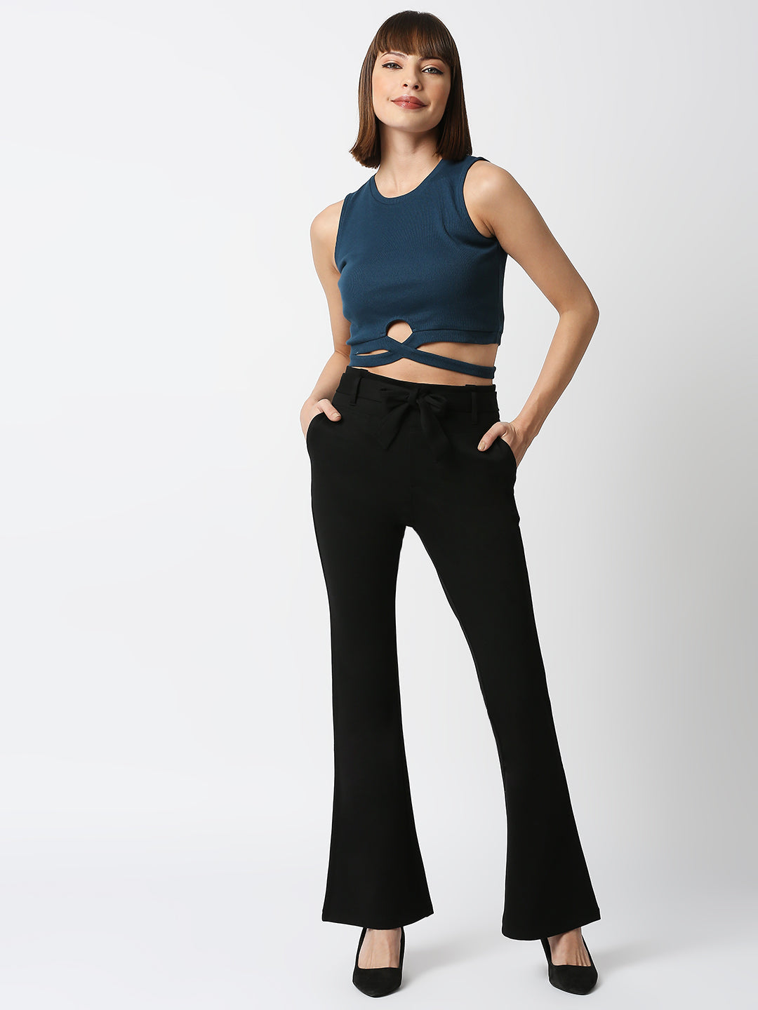 Women Black High-Rise Flare Jeans