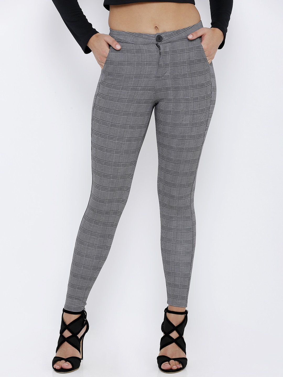 Women Grey High-Rise Skinny Treggings