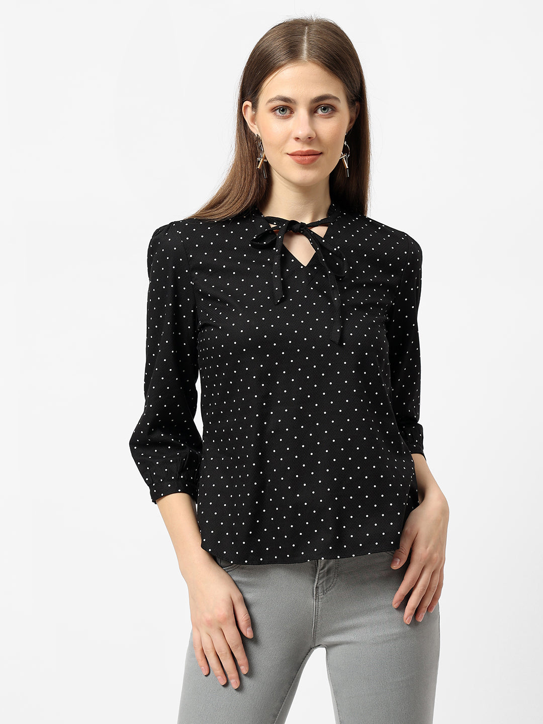 Women Black Polka Dot Top