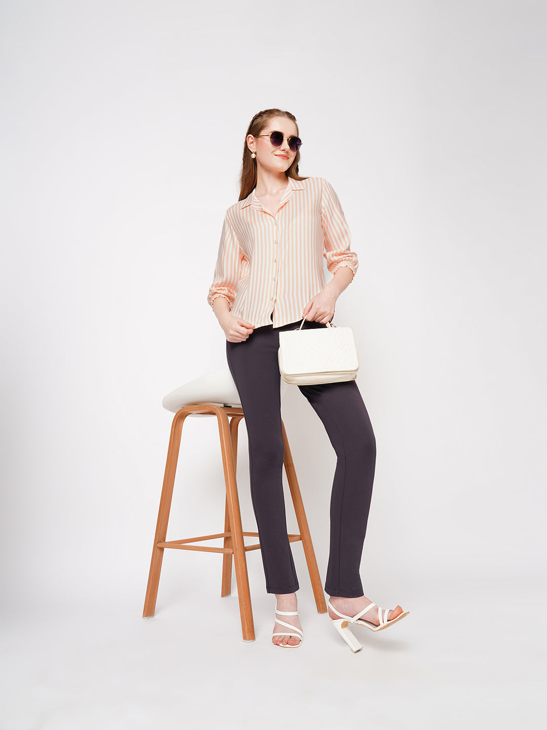 Women Peach Fuzz Stripes Shirt