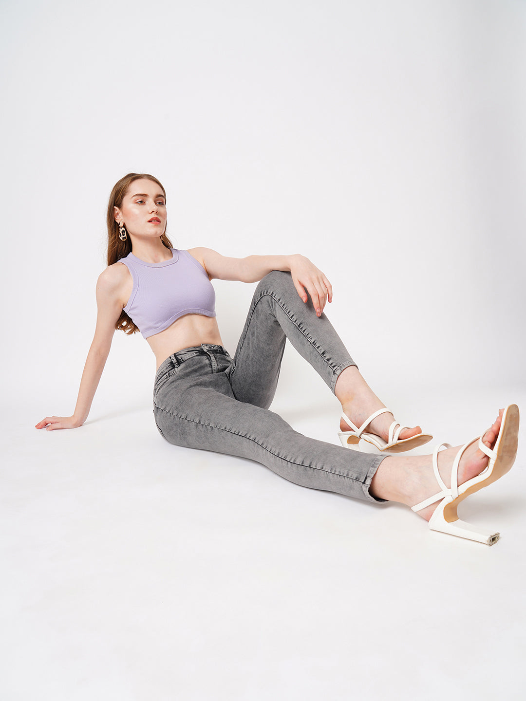 Women Grey High-Rise Skinny Jeans