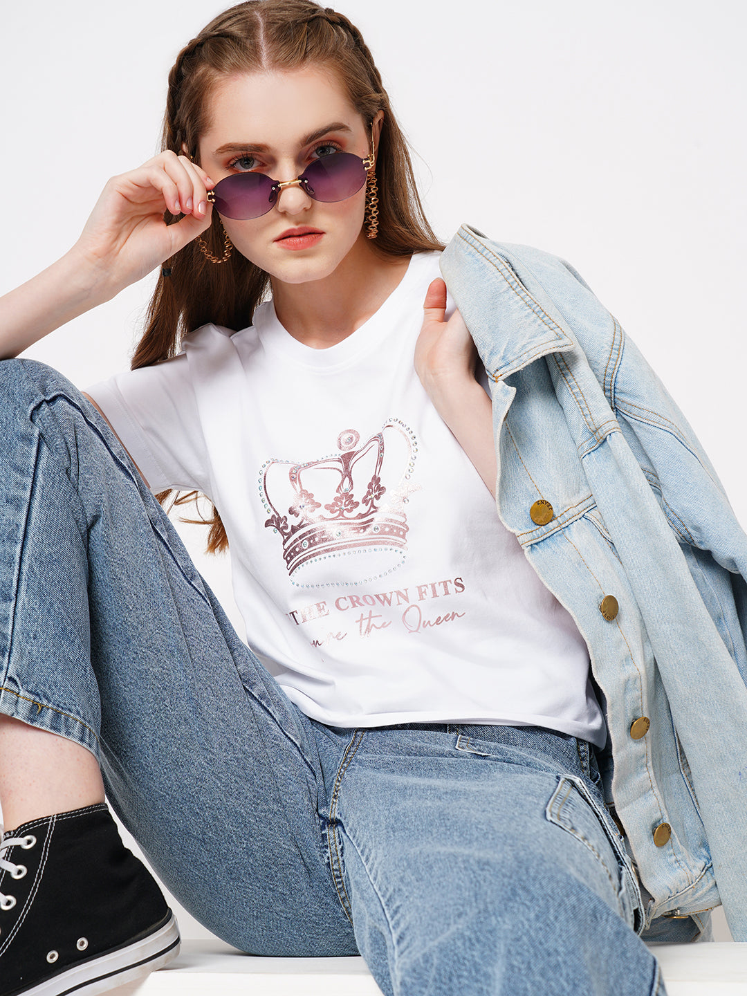 Women White Graphic Tees