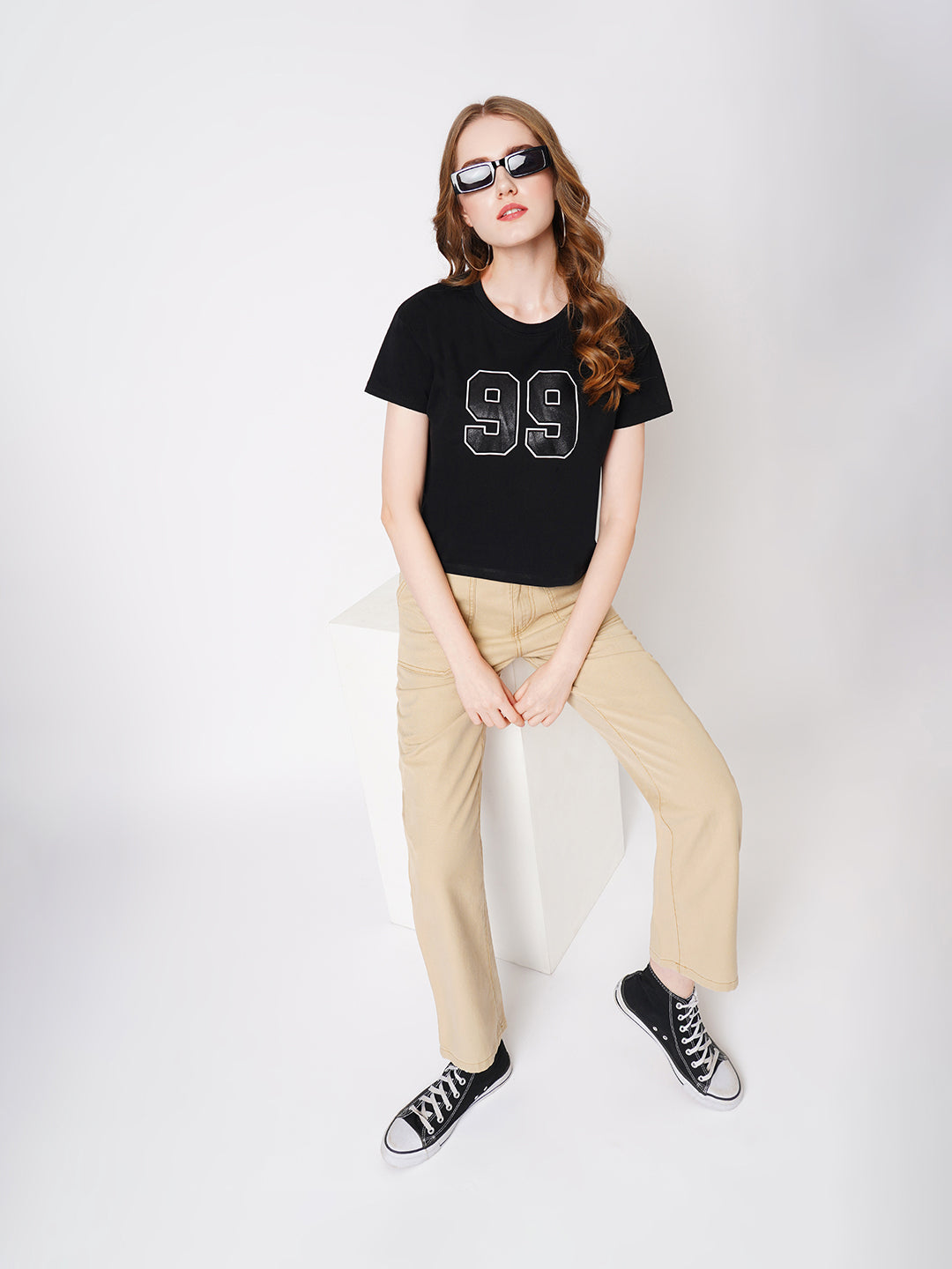 Women Black Graphic Tees