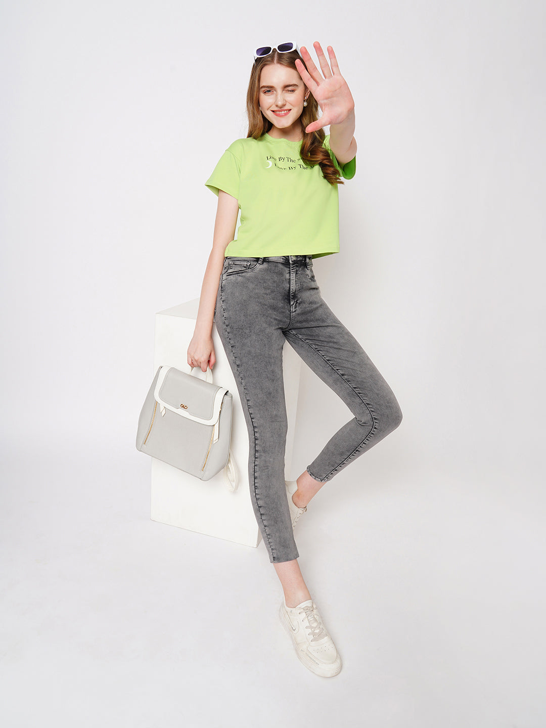 Women Slim Fit Leafy Printed Athleisure Top