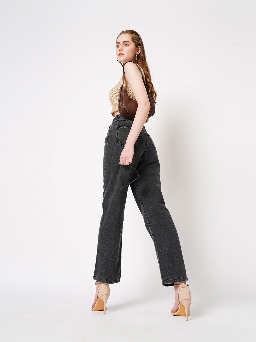 Women Grey High-Rise Relax Straight Jeans