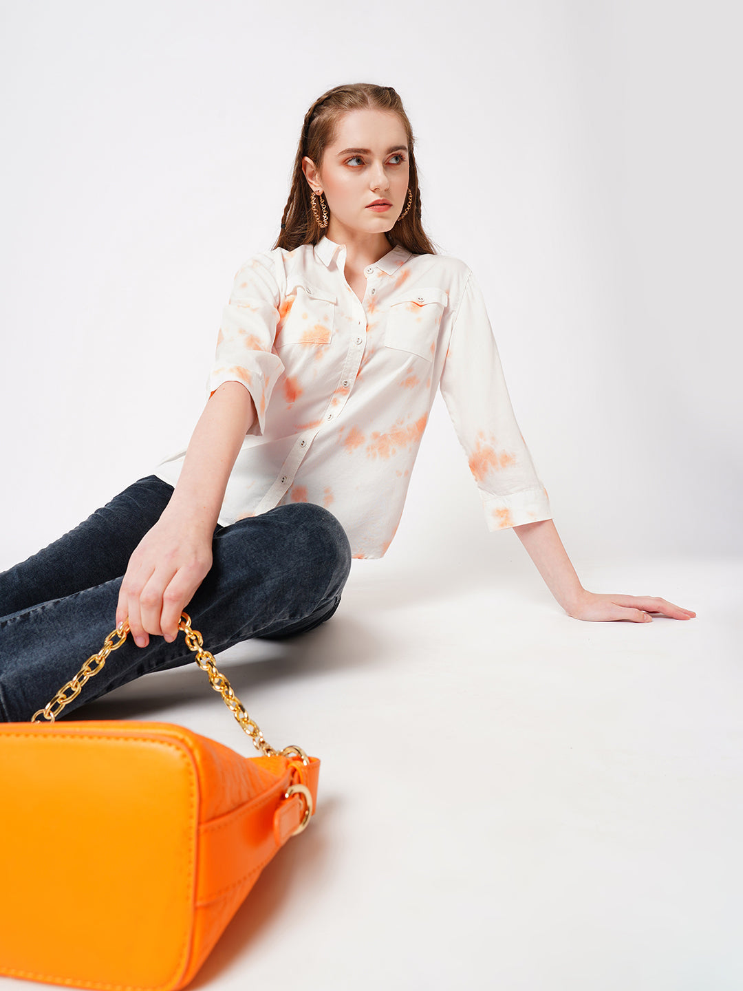Women Peach Fuzz Tie-Dye Shirt