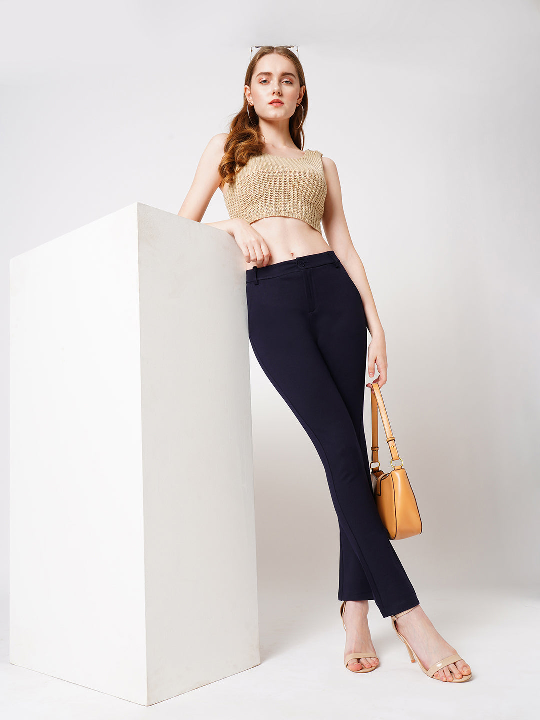 Women Navy High-Rise Skinny Treggings