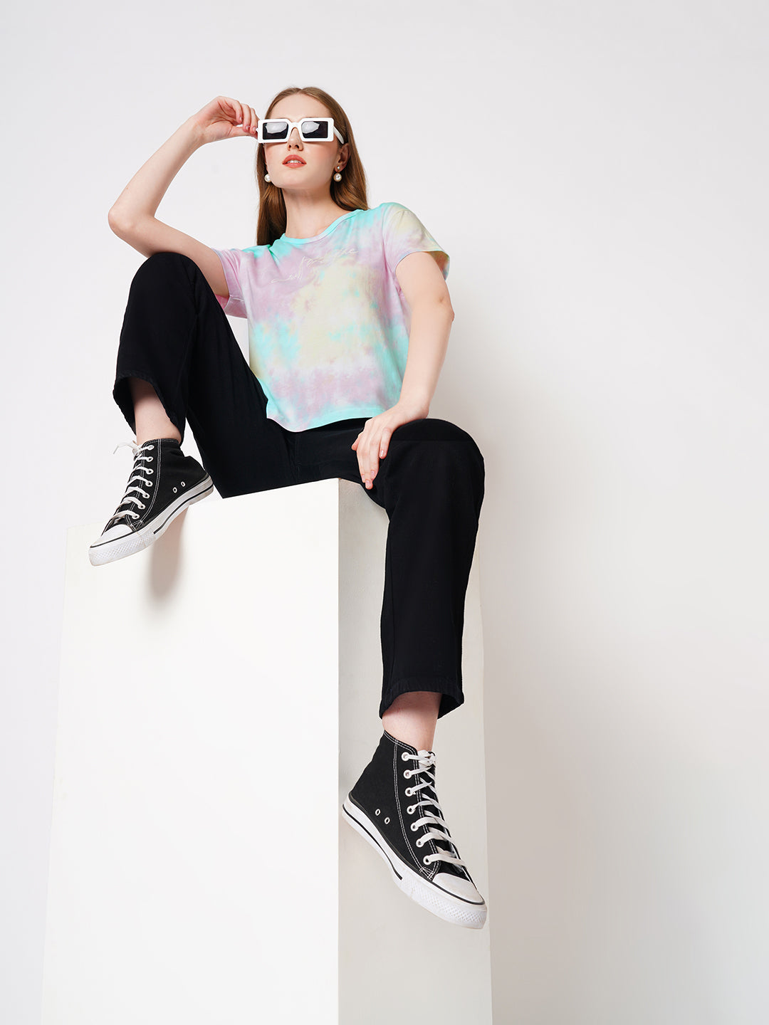 Women Multi Tie Dye Slim T-Shirt