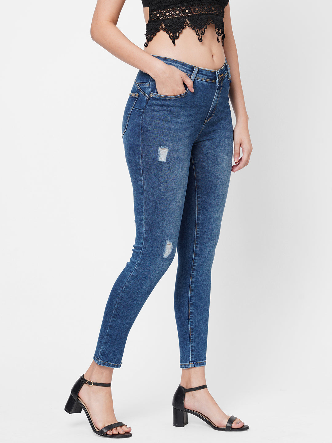 Women Mid-Rise Push Up Super Skinny Jeans