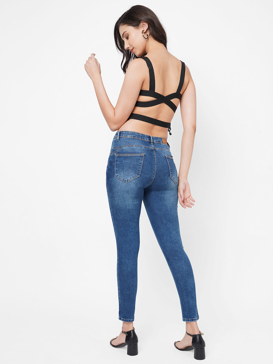 Women Mid-Rise Push Up Super Skinny Jeans